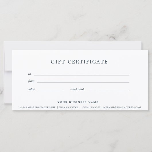 Navy Blue Business Gift Certificaat Elegant Eenvou (Achterkant)