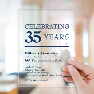 Navy Blue Business Jubileum Acryl Uitnodigingen