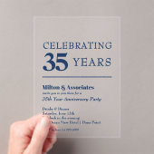 Navy Blue Business Jubileum Acryl Uitnodigingen (Insitu (Draagbaar))
