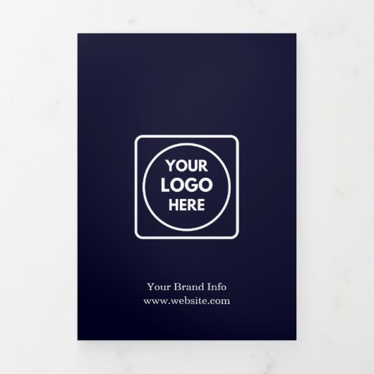 Navy Blue Business Logo | Aangepast gevouwen ontwe Drieluik Kaart (Cover)