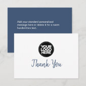 Navy Blue Business Logo en bericht Dank u kaart (Voorkant / Achterkant)