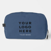 Navy Blue Business Logo Name Instagram Travel Toilettasje (Voorkant)
