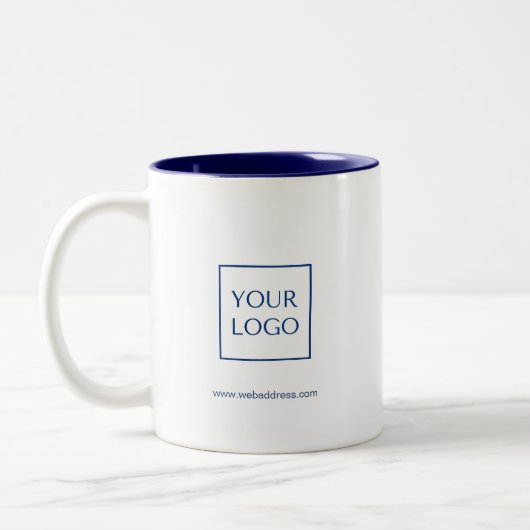 Navy Blue Business Logo Rechthoekige Koffie Mok (Links)