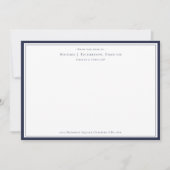 Navy Blue Business Monogram van het bureau van Notitiekaartje (Voorkant)