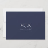 Navy Blue Business Monogram van het bureau van Notitiekaartje (Achterkant)