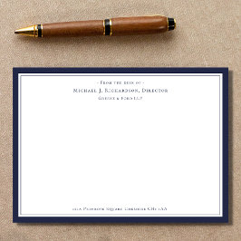 Navy Blue Business Monogram van het bureau van Notitiekaartje
