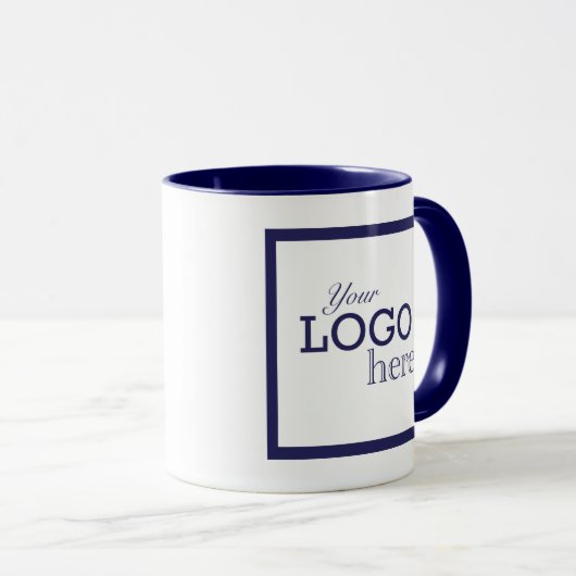 Navy Blue Business Square Logo Professional Coffee Mok (Voorkant rechts)