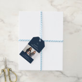 Navy Blue Business Xmas Logo Team Fotobedrijf Cadeaulabel (Met Touw)