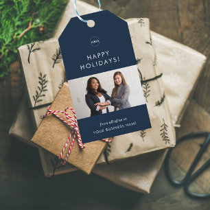 Navy Blue Business Xmas Logo Team Fotobedrijf Cadeaulabel