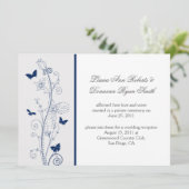 Navy Blue Butterflies  wervelingen Post Wedding Kaart (Staand voorkant)