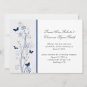 Navy Blue Butterflies  wervelingen Post Wedding Kaart (Voorkant)