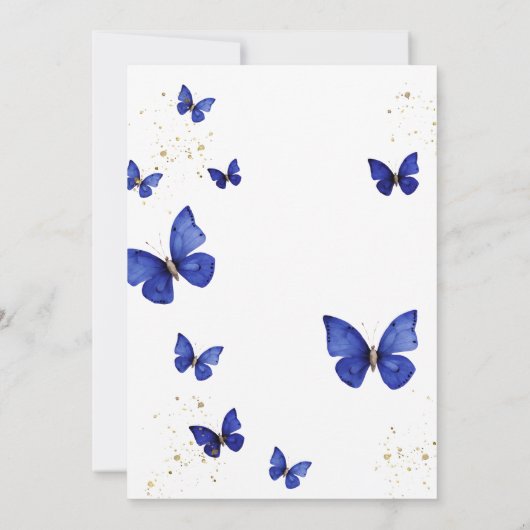 Navy Blue Butterfly Boy Girl 3e verjaardag doop Kaart (Achterkant)