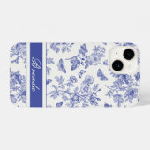 Navy Blue Butterfly Toile iPhone 14 Hoesje iPhone Hoesje (Achterkant horizontaal)