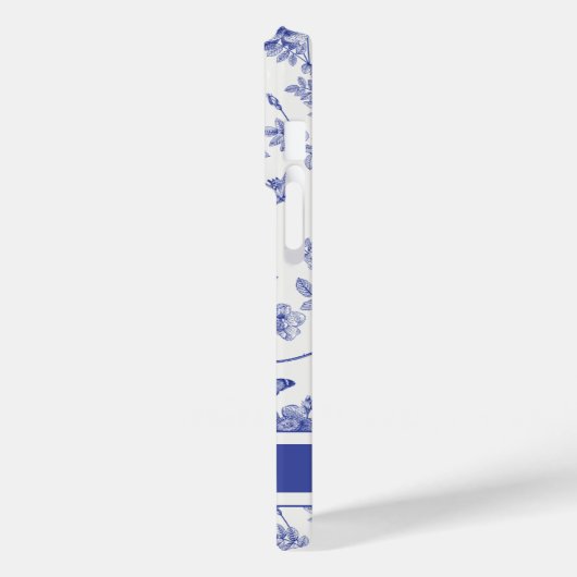 Navy Blue Butterfly Toile iPhone 14 Pro Hoesje (Achterkant / Links)