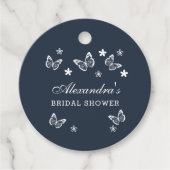 Navy Blue Butterfly Vrijgezellenfeest Dank u Bedankjes Labels (Voorkant)