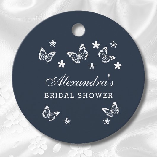 Navy Blue Butterfly Vrijgezellenfeest Dank u Bedankjes Labels