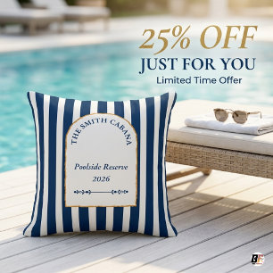 Navy Blue Cabana Streep Custom Familie Zwembad Kussen