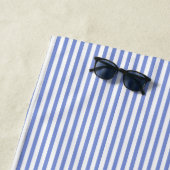 Navy Blue Cabana Stripes & White Star Beach Towel Strandlaken (In situ)
