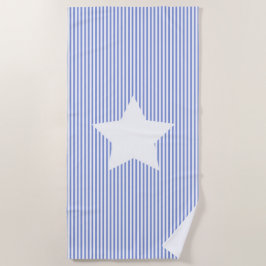 Navy Blue Cabana Stripes & White Star Beach Towel Strandlaken