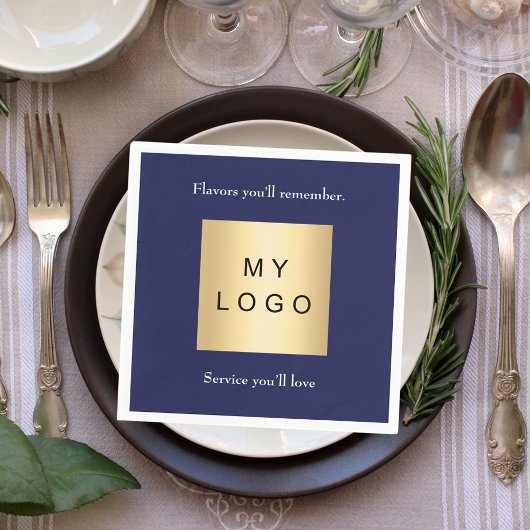 Navy blue cafe bar business logo slogan quote servet