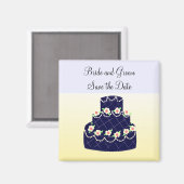 Navy Blue Cake Save the Date Magneet (Voorkant / Achterkant)