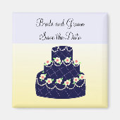 Navy Blue Cake Save the Date Magneet (Voorkant)