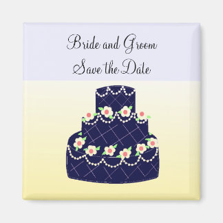 Navy Blue Cake Save the Date Magneet