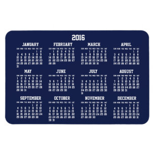 Navy Blue Calendar 2016 Large Flexible Magnets 4x6 Magneet