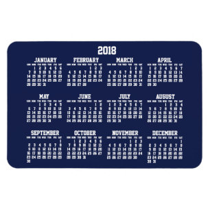 Navy Blue Calendar 2018 Large Flexible Magnets Magneet