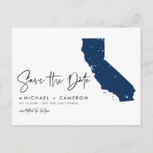 Navy Blue California Kaart QR Code Bewaar de datum (Voorkant)
