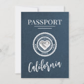 Navy Blue California Passport Bewaar de datum Save The Date (Voorkant)