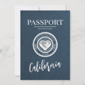 Navy Blue California Passport Wedding Kaart (Achterkant)