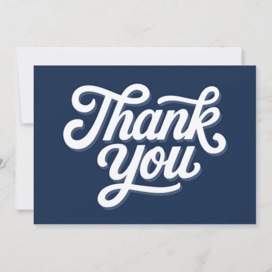 Navy Blue Calligraphy Bold Dank u Flat Kaart (Voorkant)