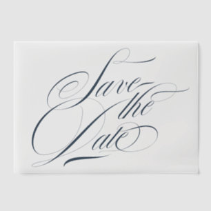 Navy Blue Calligraphy Fotobedekking Opslaan van de Vellum Uitnodigingen
