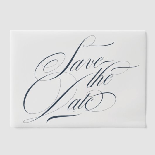 Navy Blue Calligraphy Fotobedekking Opslaan van de Vellum Uitnodigingen (Voorkant)