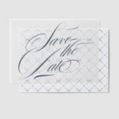 Navy Blue Calligraphy Fotobedekking Opslaan van de Vellum Uitnodigingen (Offset (Uitnodiging))