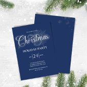 Navy Blue Calligraphy Script Christmas Party Kaart