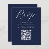 Navy Blue Calligraphy Script RSVP Enclosure Kaart (Voorkant / Achterkant)