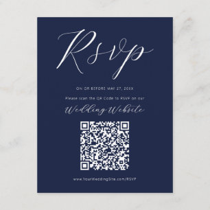 Navy Blue Calligraphy Script RSVP Enclosure Kaart