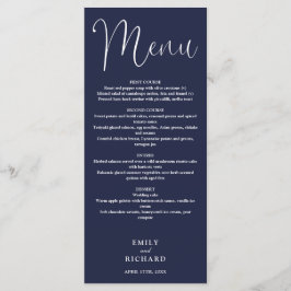 Navy Blue Calligraphy Script Wedding Menu