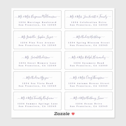 Navy Blue Calligraphy Wedding Guest Adresetiketten Sticker (Vel)
