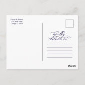 Navy Blue Calligraphy Wedding Invitation Briefkaart (Achterkant)