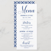 Navy Blue Calligraphy Wedding Menu (Voorkant / Achterkant)