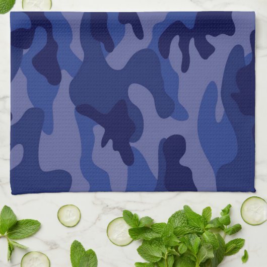 Navy Blue Camo, Camouflage Theedoek (Gevouwen)