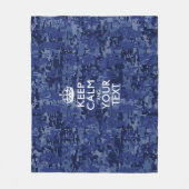 Navy Blue Camo houdt kalm en Jouw tekst Fleece Deken (Voorkant)