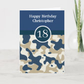 Navy Blue Camouflage 18th Birthday Kaart (Voorkant)