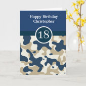 Navy Blue Camouflage 18th Birthday Kaart (Gele Bloem)