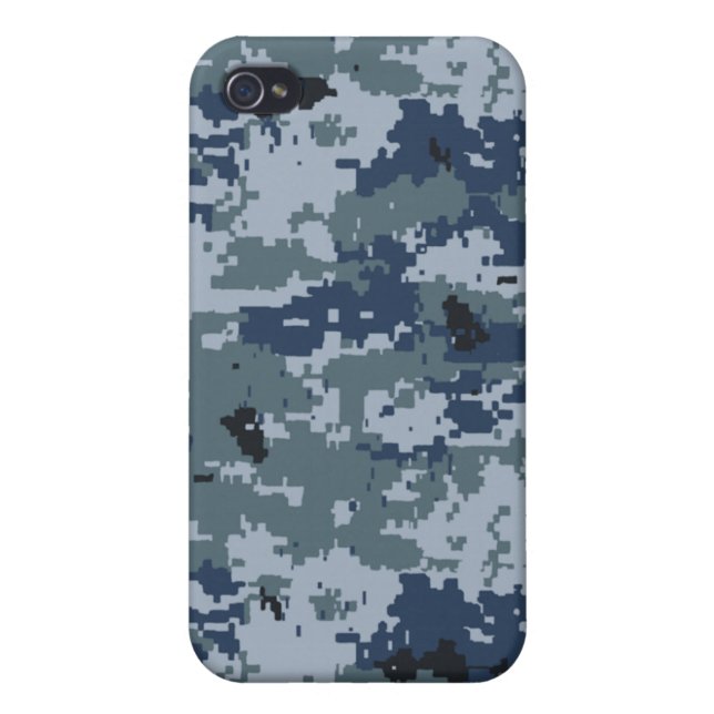 Navy Blue Camouflage iPhone 4 Speck Hoesje (Achterkant)