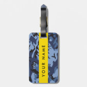 Navy Blue Camouflage Jouw naam personaliseren Bagagelabel (Achterkant verticaal)