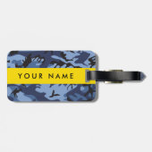 Navy Blue Camouflage Jouw naam personaliseren Bagagelabel (Achterkant horizontaal)